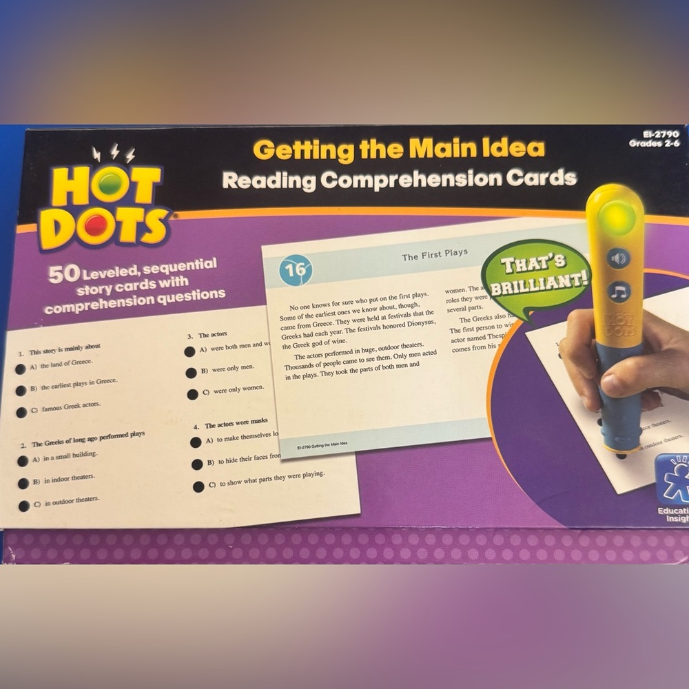 Reading Comprehension Cards - hot dots